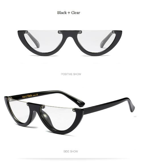 Cat Eye Sunglasses ~ Trendy Half Frame Rimless Design
