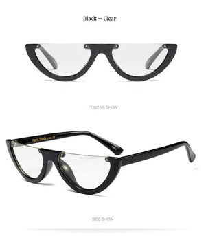 Cat Eye Sunglasses ~ Trendy Half Frame Rimless Design