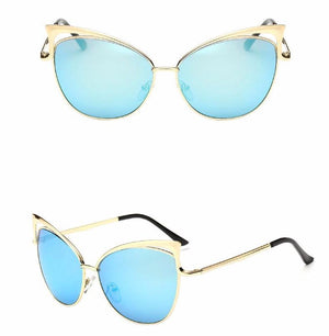 Oversized Cats Eyes Mirrored Sunglasses
