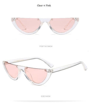 Cat Eye Sunglasses ~ Trendy Half Frame Rimless Design
