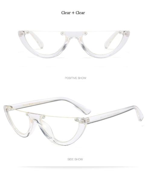 Cat Eye Sunglasses ~ Trendy Half Frame Rimless Design