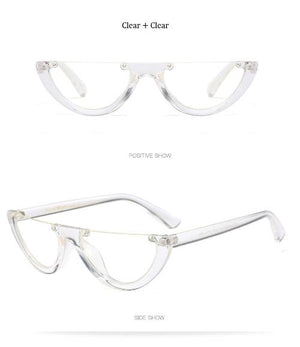 Cat Eye Sunglasses ~ Trendy Half Frame Rimless Design
