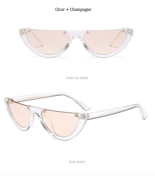 Cat Eye Sunglasses ~ Trendy Half Frame Rimless Design