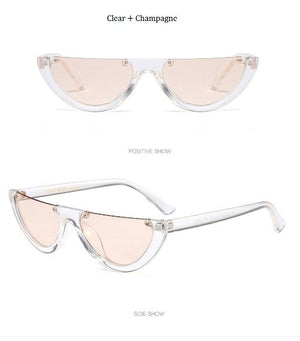 Cat Eye Sunglasses ~ Trendy Half Frame Rimless Design