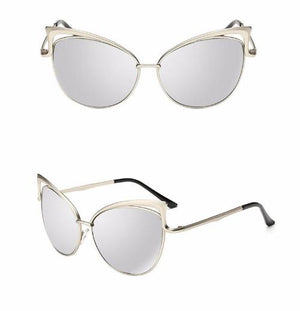 Oversized Cats Eyes Mirrored Sunglasses
