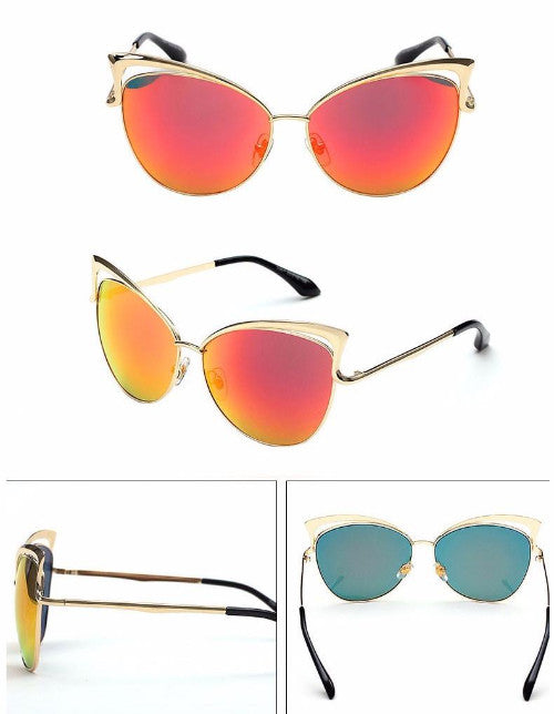 Oversized Cats Eyes Mirrored Sunglasses