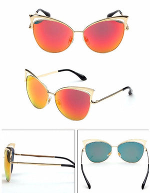 Oversized Cats Eyes Mirrored Sunglasses