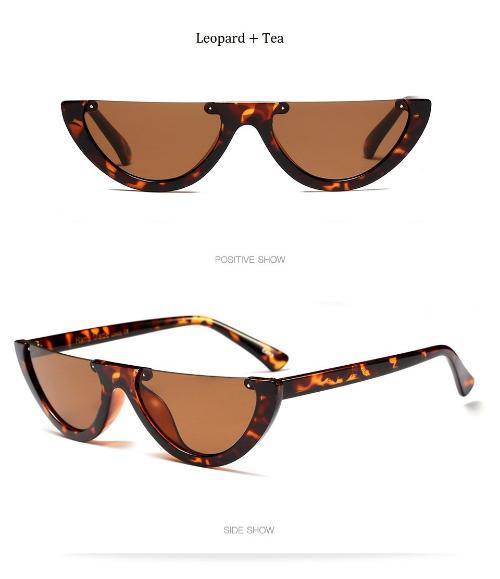 Cat Eye Sunglasses ~ Trendy Half Frame Rimless Design