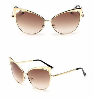 Oversized Cats Eyes Mirrored Sunglasses