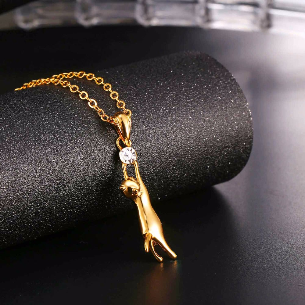 "Lucky Cat" Charm Necklace & Earrings Set