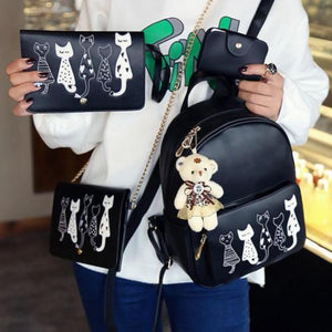 The Most Delightful 4 Piece Backpack Set Featuring Kitty Cat Characters