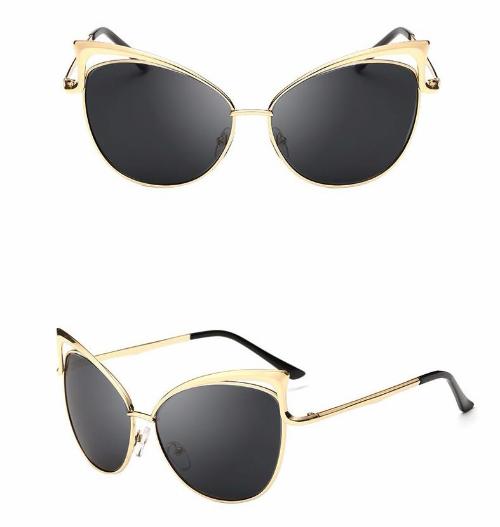 Oversized Cats Eyes Mirrored Sunglasses