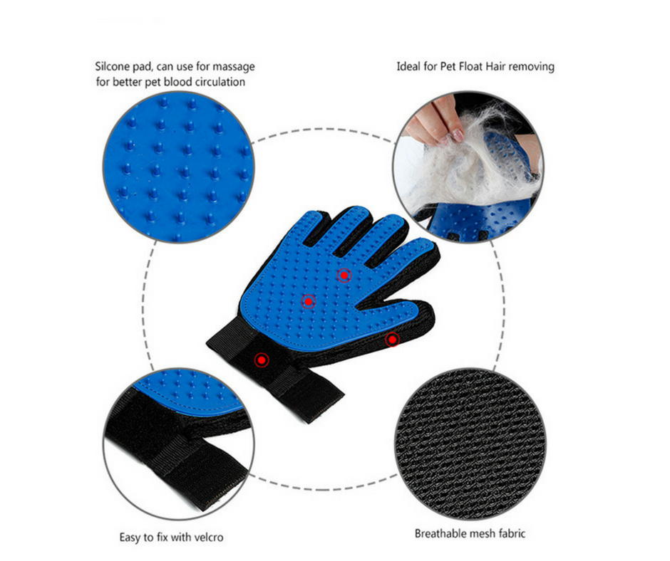 Pet Deshedding & Massaging Mitt (Great for Cats/Dogs)