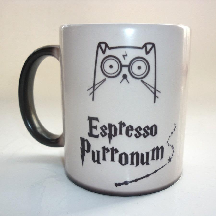 Light Magic mugs cute magic cat coffee mugs heat changing color cold hot sensitive transforming printed Tea Cup