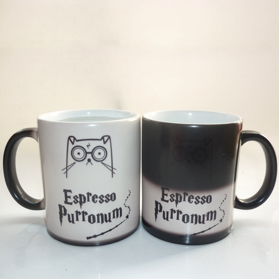 Light Magic mugs cute magic cat coffee mugs heat changing color cold hot sensitive transforming printed Tea Cup