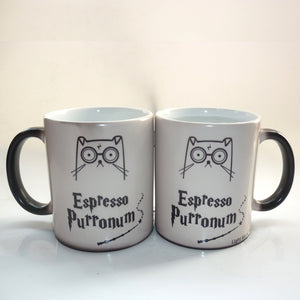 Light Magic mugs cute magic cat coffee mugs heat changing color cold hot sensitive transforming printed Tea Cup
