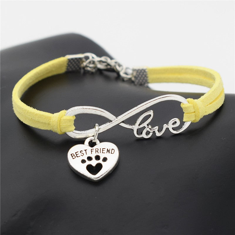 Best Friend Silver Paw Leather Bracelet