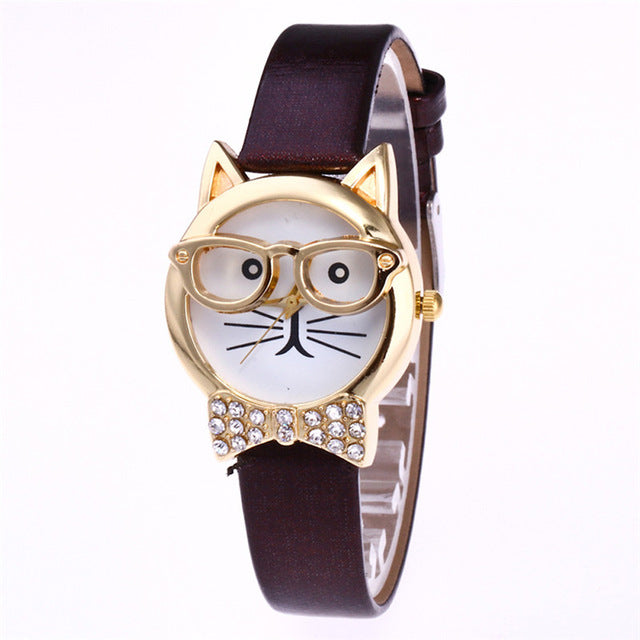 This cute Cat In Glasses Quartz Wrist Watch ensures you'll always look at the time and smile...