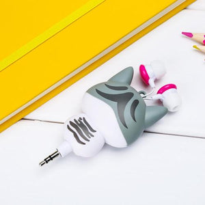 Retractable Earphones ~ Fun Cat Cartoon Design (2 To Choose From)