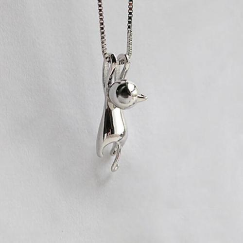 Silver Plated Kitty Cat Necklace (A Choice Of 2 Finishes)