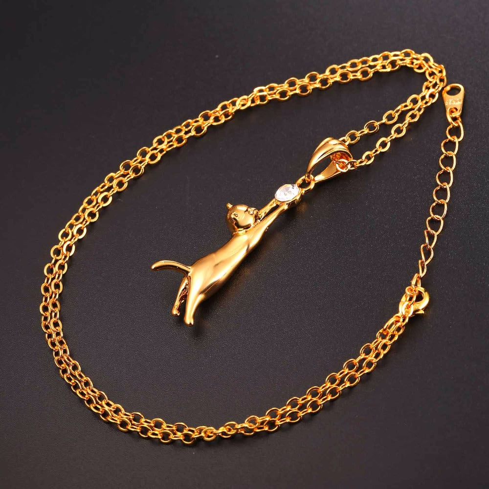 "Lucky Cat" Charm Necklace & Earrings Set