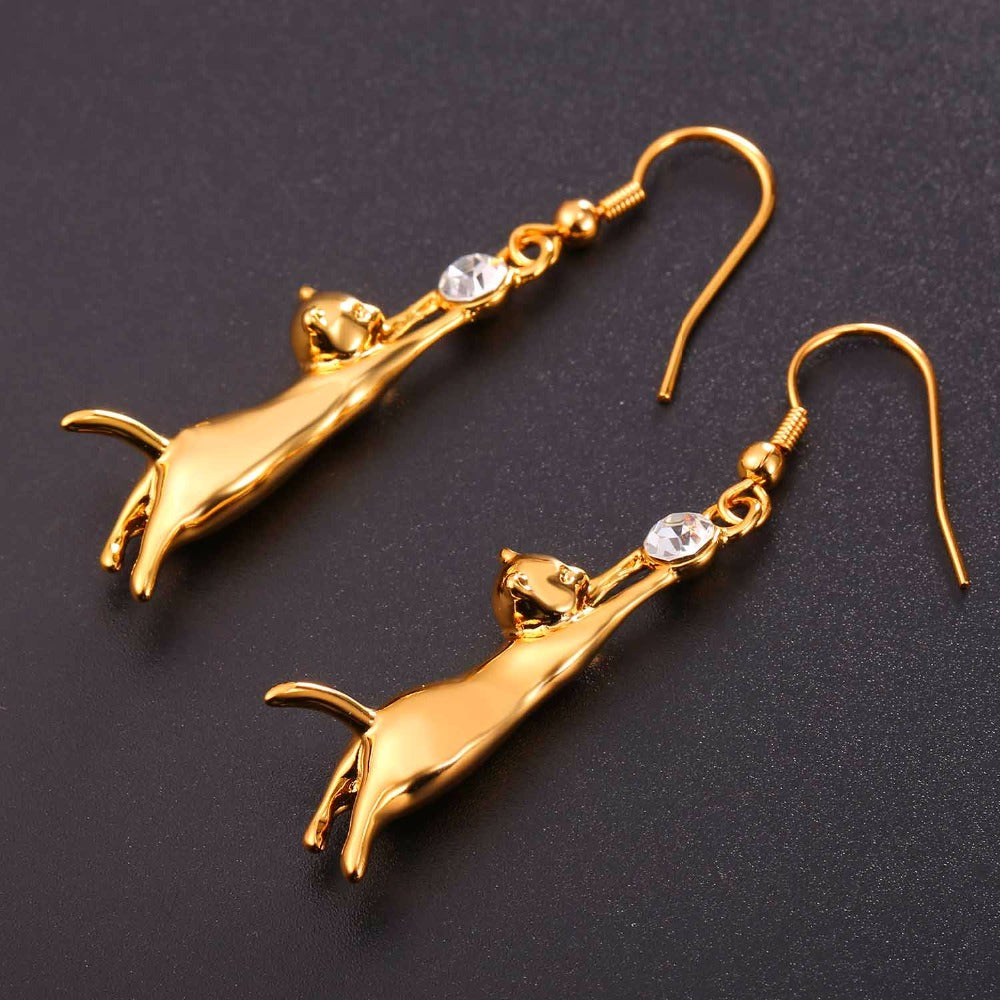 "Lucky Cat" Charm Necklace & Earrings Set