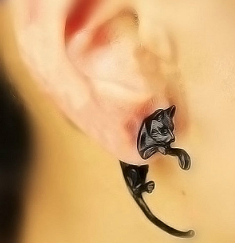 1(PCS) 2016 New Fashion Jewelry Long Tail Small Leopard Cat Puncture Earrings Wholesale Manufacturers Animal Earrings Studs